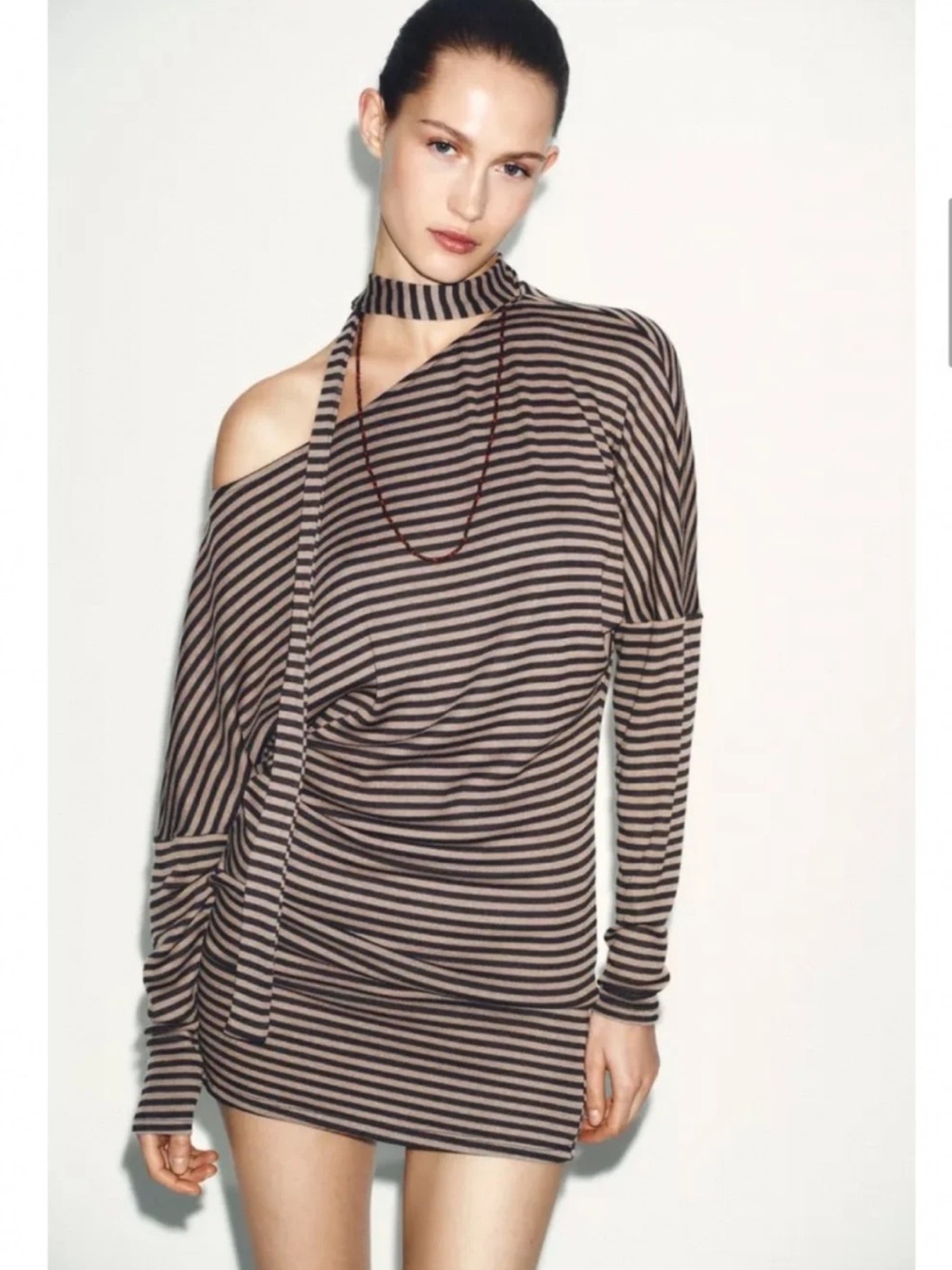 Zara STRIPED BELTED DRESS